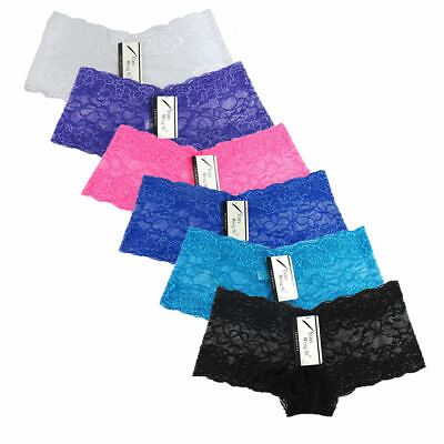 #ad 6 Pack Women#x27;s Lace Boyshorts Bikini Panties Sexy Boy Shorts Panty Underwear $12.99