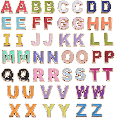 #ad 52Pcs Alloy Enamel Letter Shape Beads Capital Alphabet 2 Sets of A Z Charm Bead $18.80