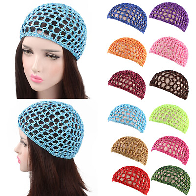 #ad Mesh Hair Net Crochet Cap Snood Sleeping Night Cover Turban Hats Women Girls LOT $7.99
