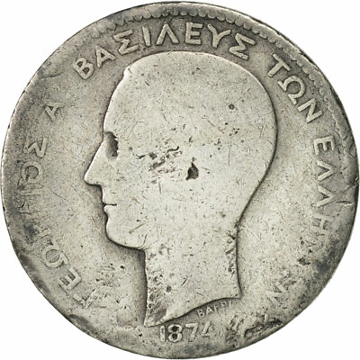 #ad #468155 Coin Greece George I Drachma 1874 Paris F Silver KM:38 $28.54