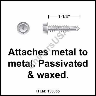 #ad 2500 10 16x1 1 4 Hex Washer Head 410 Stainless Self Drilling TEK Screw #138055 $272.06