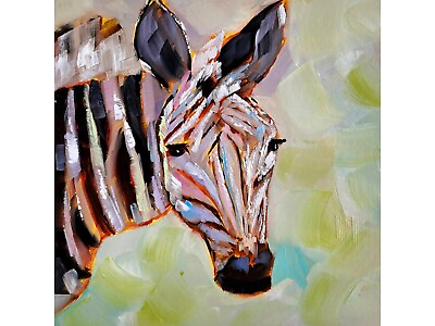 #ad Zebra Painting Horse Original Art African Animals Oil Painting Zebra Artwork $146.00