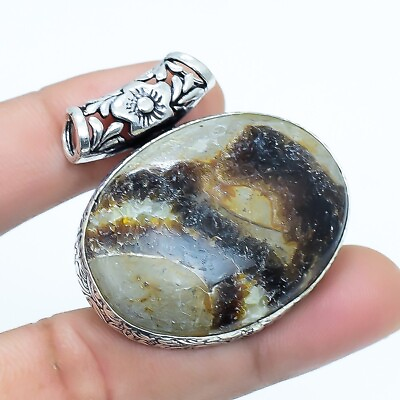 #ad Septarian Stone Gemstone Handmade Ethnic Silver Jewelry Pendant 1.5quot; PRJR4108 $7.59