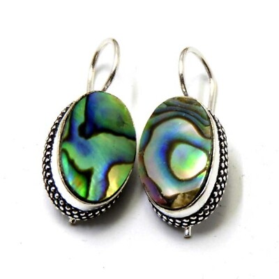#ad Abalone Shell 925 Sterling Silver Handmade Plated Jewelry Earring 5 Gm E2 $11.99