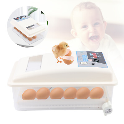 #ad 24 Egg Digital Incubator Automatic Turning Hatch Chicken Duck Egg Turner Hatcher $44.65
