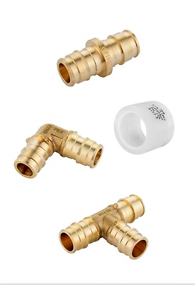 #ad EFIELD 130PCS 3 4quot; PEX F1960 Expansion Brass Fittings Elbow Coupling TeeRings $129.99