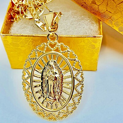 #ad 14k Gold Plated Marie Of Guadalupe Pendant Necklace Gold Color Guadalupe collar $14.99