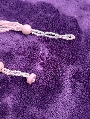 #ad Rose Quartz And Borealis With Glass Seed Beaded Necklace $8.00