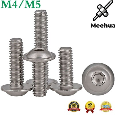 #ad M4 M5 304 Stainless Steel Button Head Hexagon Socket Screws Flanged Washer Bolts $7.97