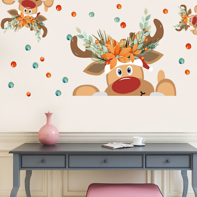 #ad DIY Reindeer Stickers DIY Elk Stickers Christmas Wall Deer Door Cling $9.79