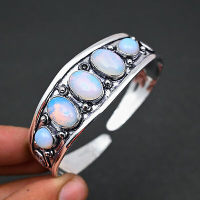 #ad Milky Opalite Gemstone 925 Sterling Silver Gift Jewelry Bracelet 7 8quot; g466 $10.52