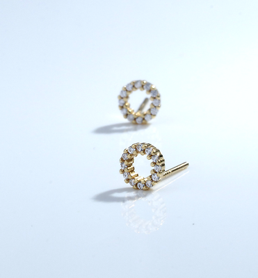 #ad Tiny Gold Round Halo Pave Cubic Zirconia Stud Earring $8.99
