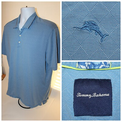 #ad Mens TOMMY BAHAMA Cotton Silk Short Sleeve Polo Gold Summer Shirt : Size XL $18.00