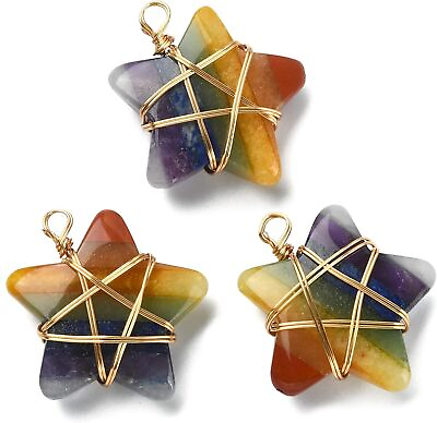#ad 3x Natural Crystal Star Charm Charms Pendants for Necklace Making Jewelry Craft $16.30