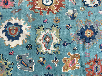 #ad 8x10 OUSHAK RUG COLORFUL HAND KNOTTED BLUE HANDMADE handwoven oriental modern $1195.00