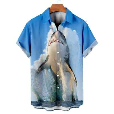 #ad Hot Sale Animal Shark Clothe Hawaiian Fashion Short Sleeve Unisex 3D Print Shirt $31.49