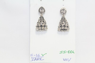 #ad Jhumka Earrings Silver 925 Jhumki Womens Sterling Traditional Oxidized Gift B250 $45.00