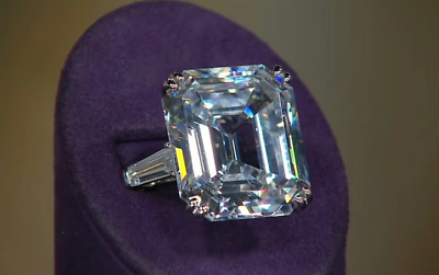 #ad Elizabeth Taylor 35ct Asscher Baguette Krupp Lab Created Diamond Ring 925 Silver $143.50