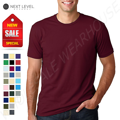 #ad NEW Next Level 100% Cotton Men#x27;s Premium Fitted Crew Neck XS XL T Shirt R 3600 $6.79