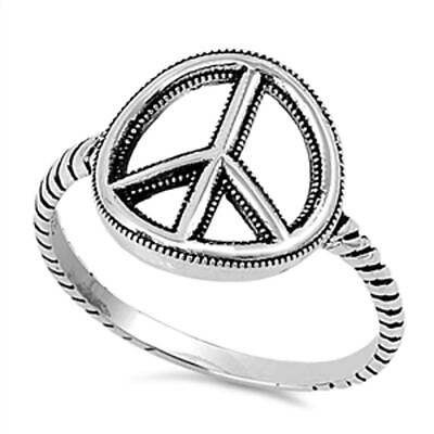 #ad Sterling Silver Woman#x27;s World Peace Ring Wholesale New 925 Band 13mm Sizes 4 12 $12.69