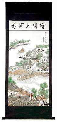 #ad Chinese Watercolor Ink Painting Scroll 清明上河圖 Ancient Life SC3570 $56.99