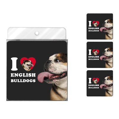 #ad Tree Free Greetings NC39044 I Heart English Bulldogs 4 Pack Artful Coaster Set $1.00