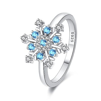 #ad Sterling Silver CZ Snowflake Ring Infinity Forever Love Ring for Women Girls $21.18