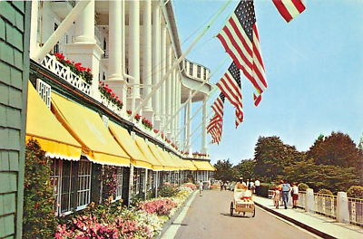 #ad Mackinac Island Michigan Grand Hotel Front Visage Vtg Postcard CP321 $25.85