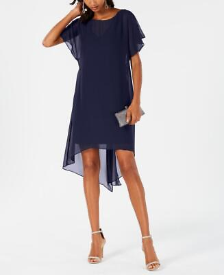 #ad New $99 Adrianna Papell Women#x27;s Chiffon Round Neck Short Sleeve Dress A2336 $16.99