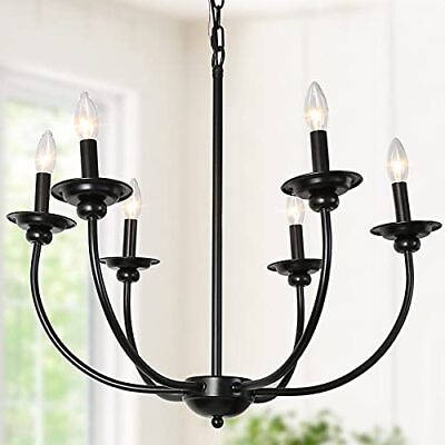 LALUZ Black Chandelier Farmhouse Chandeliers for Dining Room Living Room B... $59.32