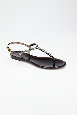 #ad StyleNAttitude Crystal Swarovski Sandals Black Size 40 US 9 9 1 2 Menghi $140.00