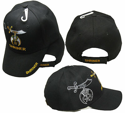 #ad Shriner Emblem Black With Shadow Shriners Masonic Embroidered Cap Hat $12.88