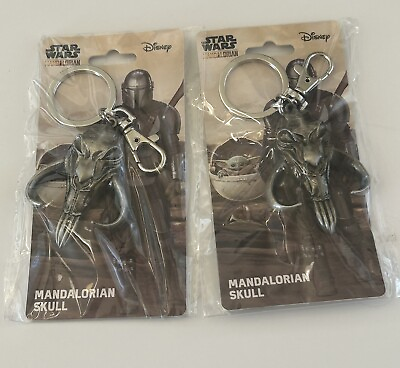 #ad Star Wars The Mandalorian Mudhorn Skull Pewter Key Ring metal Lot of 2 $16.70