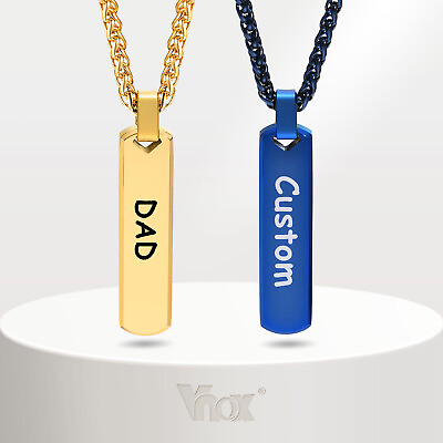 #ad Vnox Custom Name Engraved Stainless Steel Bar Necklace Pendant Personalized $6.99