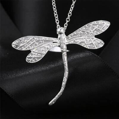 #ad Vintage Silver Dragonfly Butterfly Pendant Necklace Sweater Chain Women Jewelry C $1.89