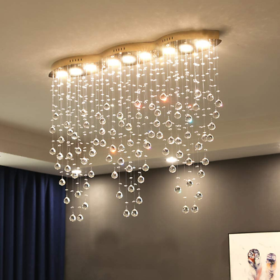 #ad Apbeamlighting Modern Crystal Raindrop Chandelier Flush Mount Chandelier Crystal $508.02