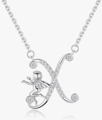 #ad VIKI LYNN Initial Necklace for Women 925 Sterling Silver Alphabet Letter Angel GBP 8.99