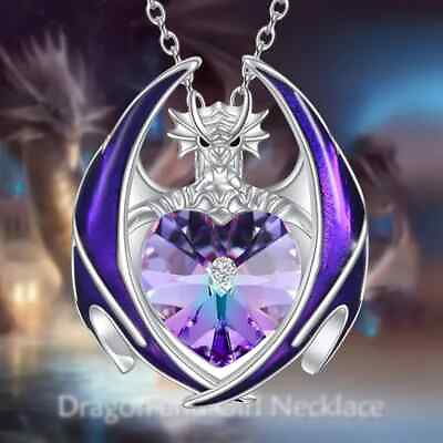 #ad Purple Elegant Ladies Dragon Colorful Pendant Necklace with gift box $16.99