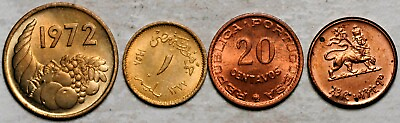 #ad ANGOLA ETHIOPIA EGYPT ALGERIA LOT OF 4 COINS 1936 1972 ALL RB RED UNC BU $6.25