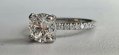 #ad 3.38 Carat Round Diamond Engagement Ring IGI Certified Lab Grown 14k White Gold $2120.75
