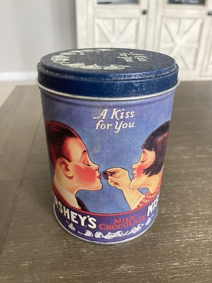 #ad HERSHEY KISS 1995 COLLECTOR TIN quot; A KISS FOR YOUquot; CAN 5”H $14.99