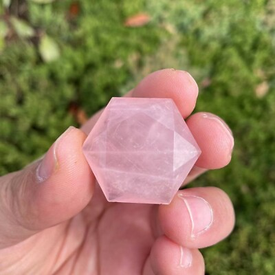 #ad Hand carved rose quartz hexagonal carved unique crystal for women and men $30.00