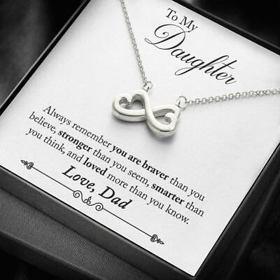#ad From Father To Daughter Necklace Infinity Pendant Dad Loves You Gift Little Girl $34.95