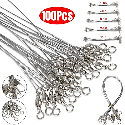 #ad 100Pcs Stainless Steel Fishing Line Trace Fish Lure Leader Wire 16 18 22 24 28cm $11.48
