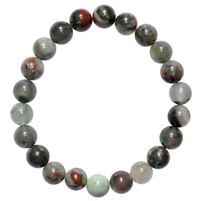 #ad CHARGED African Bloodstone Stretchy 8mm Bead Bracelet Baby Selenite Heart $17.99
