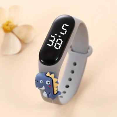#ad Kids Cute Dinosaur Decor LED Screen Silicone Strap Watch Electronic Watch Trendy $18.98