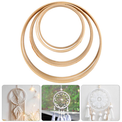 #ad 12 Pcs Dream Catcher Bamboo Circle Macrame Round Rings for Wooden Crafts $16.48