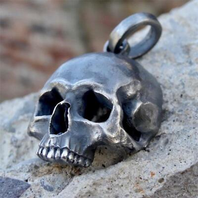 #ad Black Skull New Men Pendant Necklace Stainless Steel Pendant Punk Biker Fashion $10.99