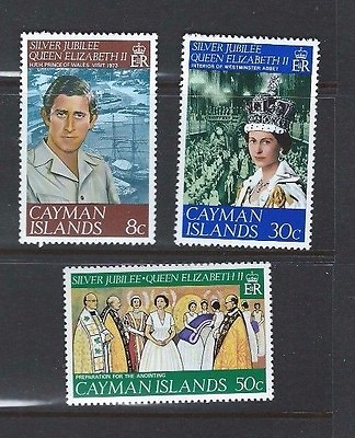 #ad CAYMAN ISLANDS 1977 ELIZABETH II SILVER JUBILEE Set of 3 Mint MNH GBP 1.20