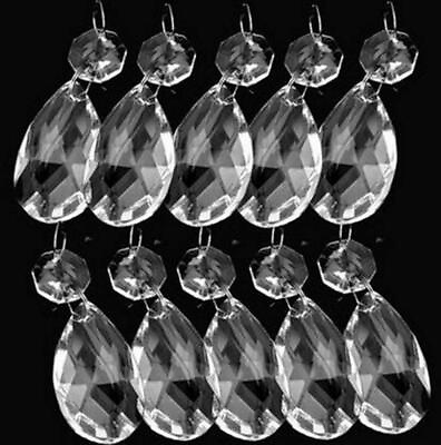 #ad 20Pcs 38MM Clear Crystal Glass Chandelier Lamp Parts Prisms Pendant Drops Decor $19.51